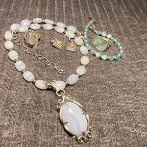 💙Blue quartz and sterling silver coordinated jewelry set💠